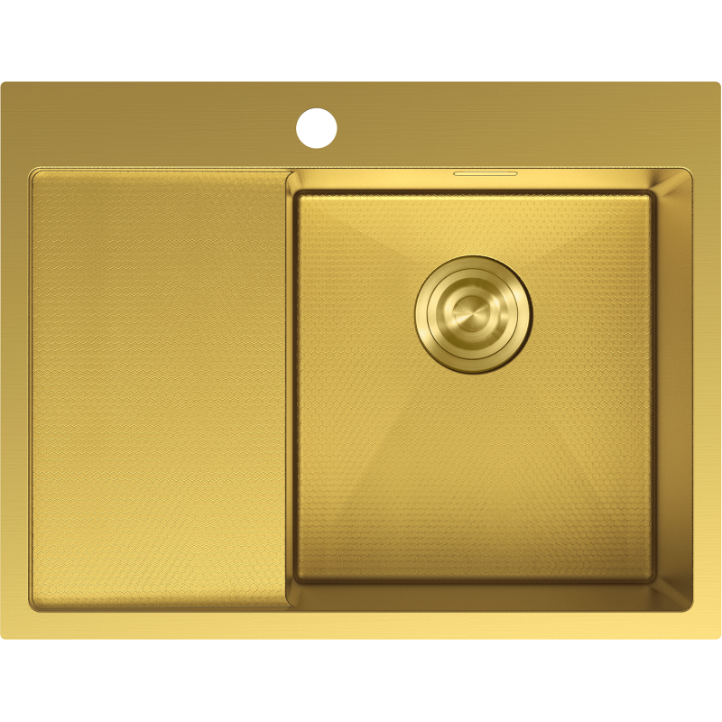 Stålvask Mexen Exar gull 620 x 480 mm sett ovenfra med venstre avrenner og høyre kum.