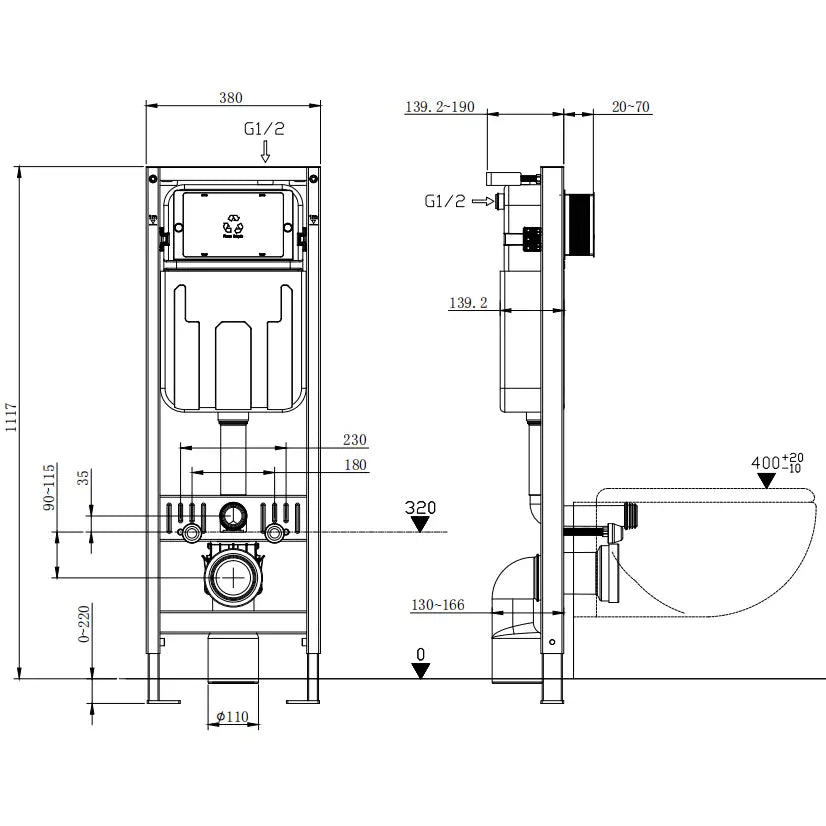 Mexen Fenix w Innbyggingsramme For Toalett - 2