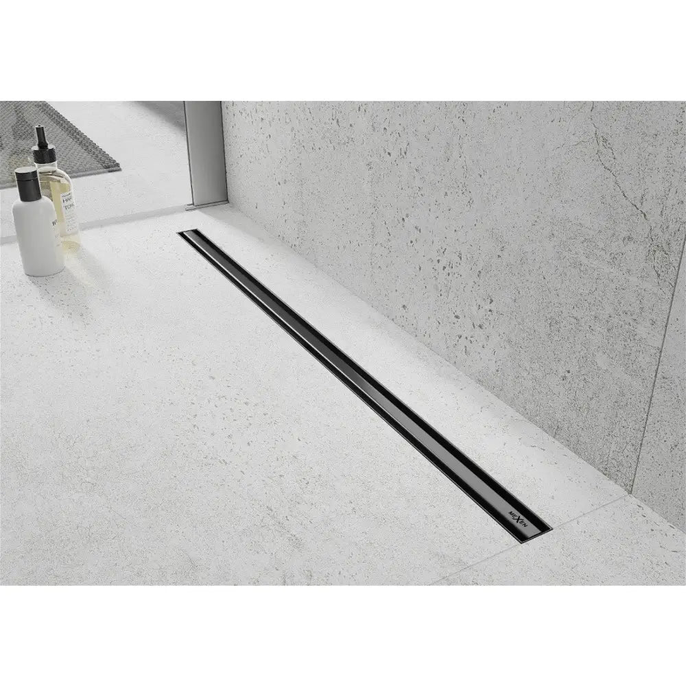 Mexen Flat 360° Slim Lineær Drenering Roterbar 180 Cm Svart