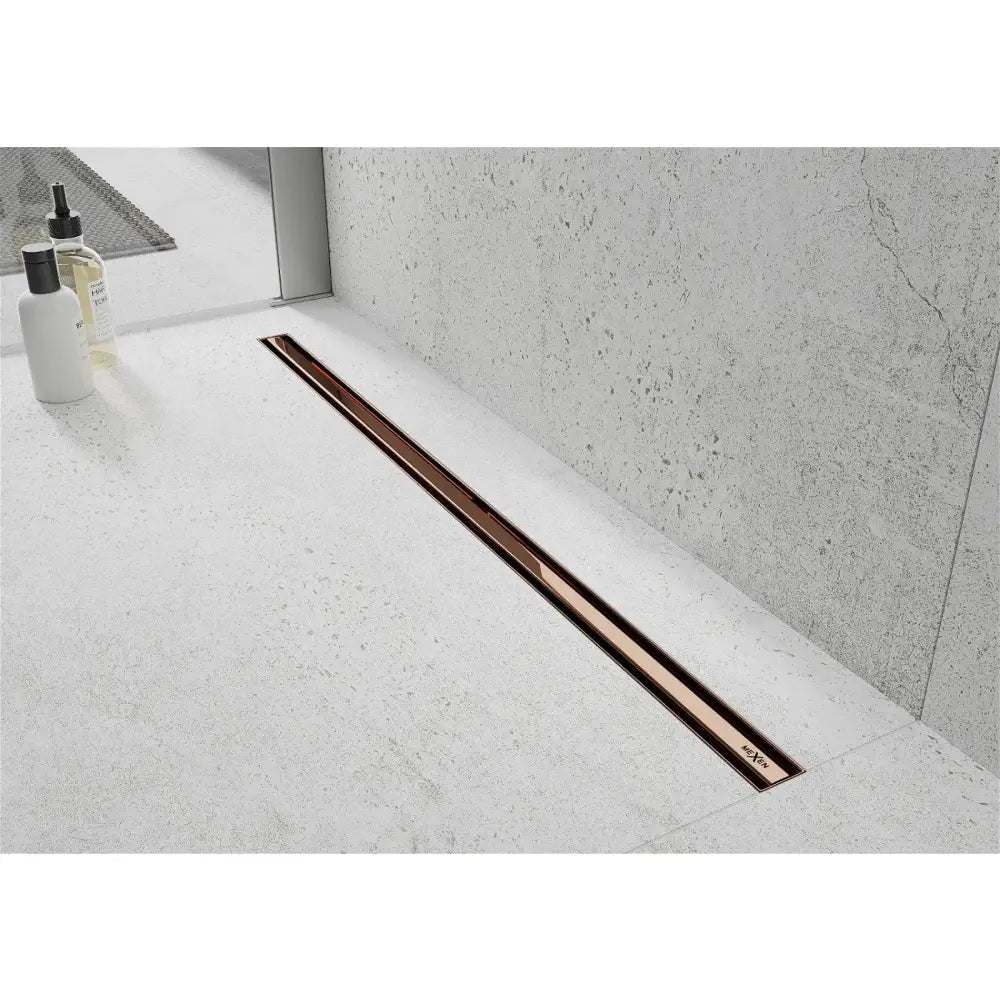Mexen Flat 360° Slim Roterende Linjeavløp 100 Cm Roségull