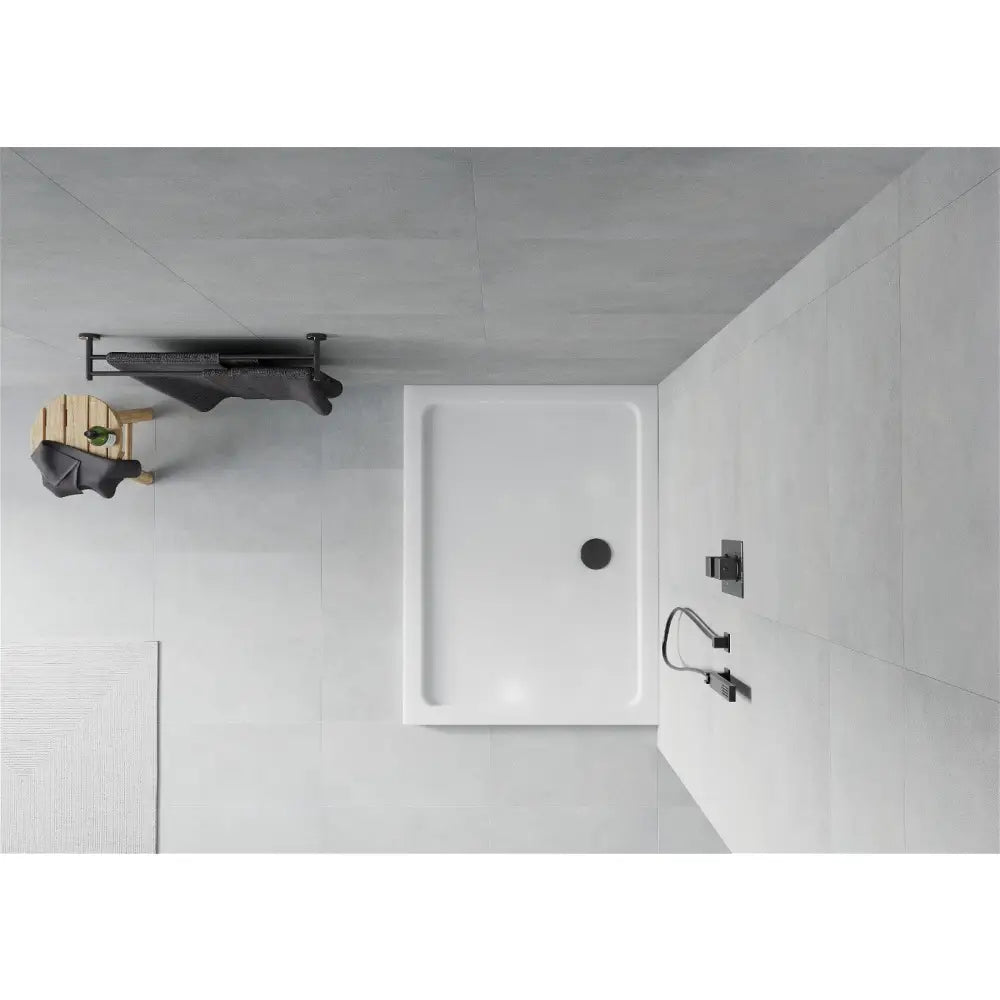 Mexen Flat Dusjbrett Rektangulært Slim 90x70 Cm Hvitt Svart Avløp - 40107090b.