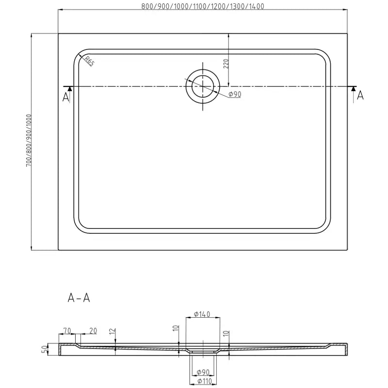 Mexen Flat Dusjbunn Rektangulær Slim 110x80 Cm Hvit Svart Avløp - 40108011b