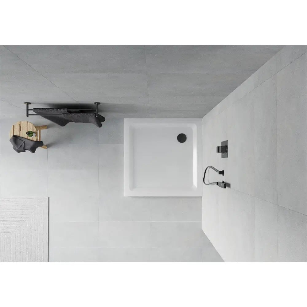Mexen Flat Dusjkar Kvadratisk Slim 70x70 Cm Hvit Svart Avløp - 40107070b