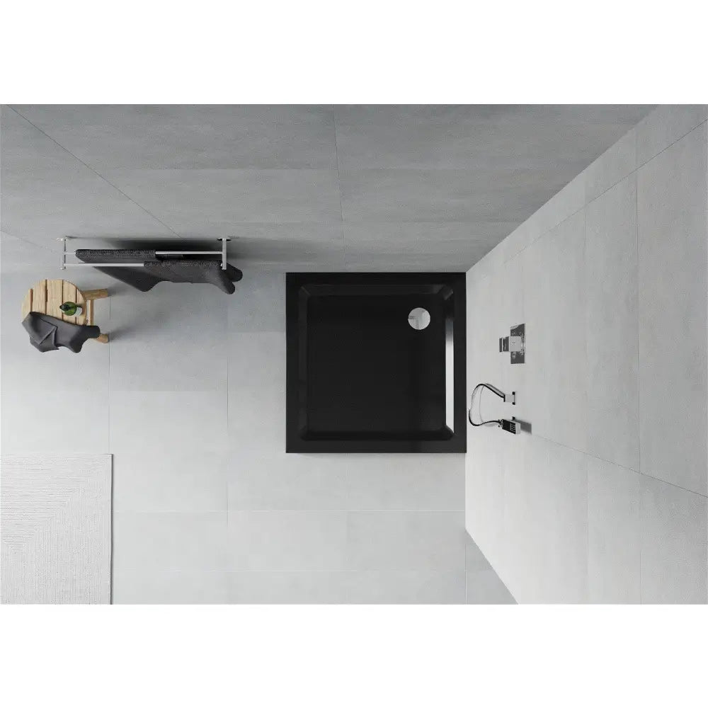 Mexen Flat Firkantet Slim Dusjbrett 100x100 Cm Svart Avløp i Krom