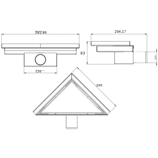 Mexen Flat Gulvinnløp Trekantet 20x20 Cm Svart