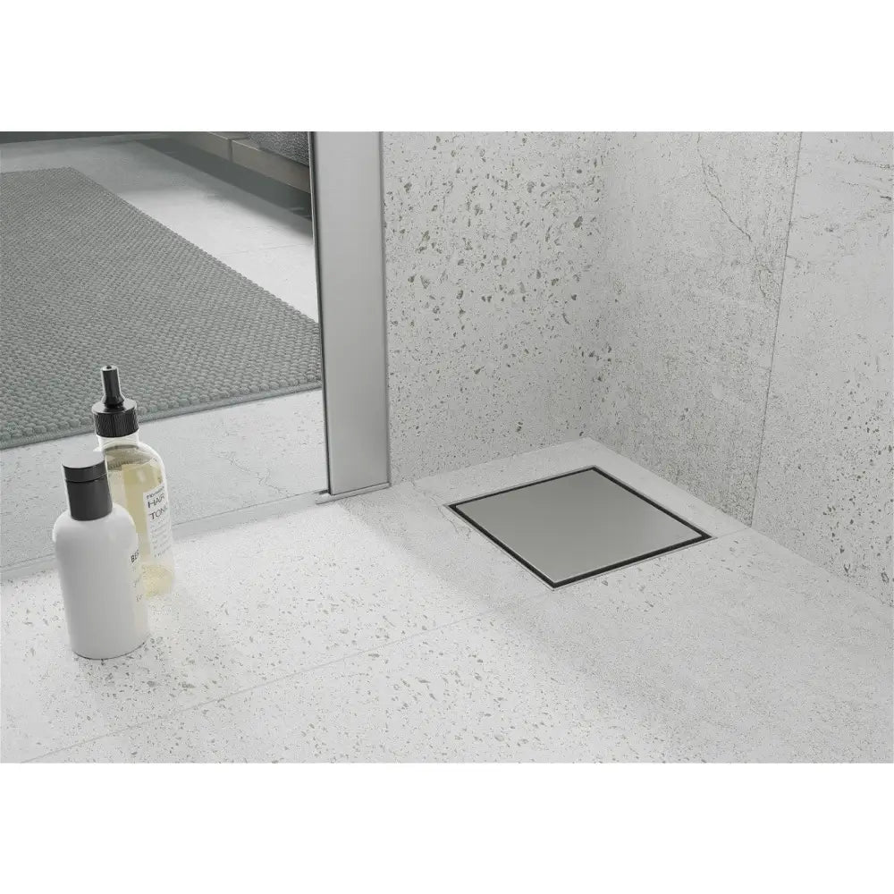 Mexen Flat Kvadratisk Gulvavlop 12x12 Cm Krom