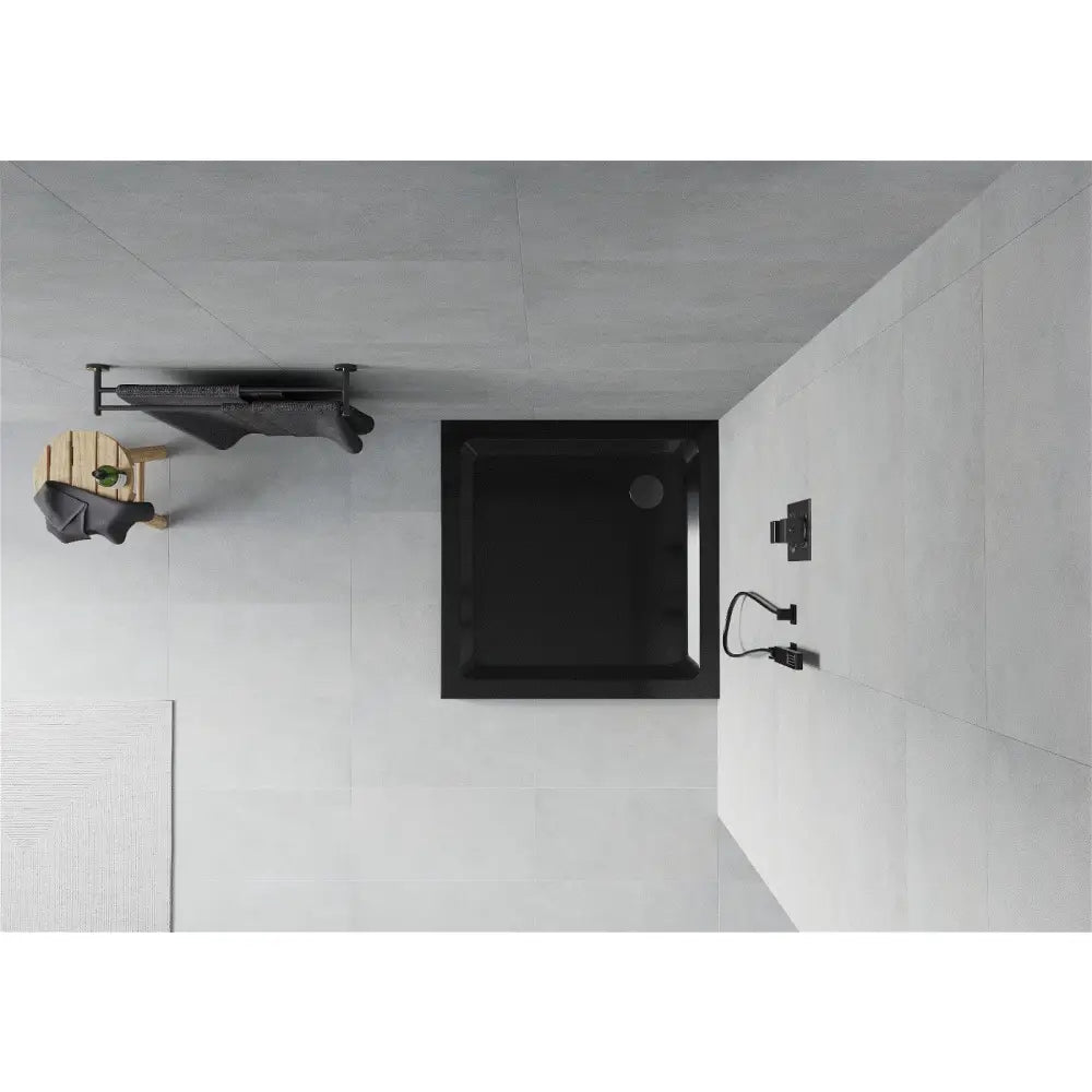 Mexen Flat Kvadratisk Slim Dusjkar 70x70 Cm Svart med Svart Avløp - 40707070b