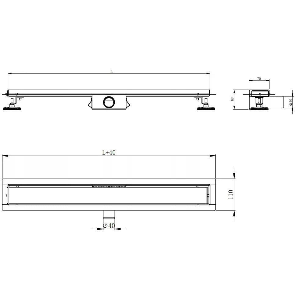 Mexen Flat M13 Linjeavløp 2i1 120 Cm Svart