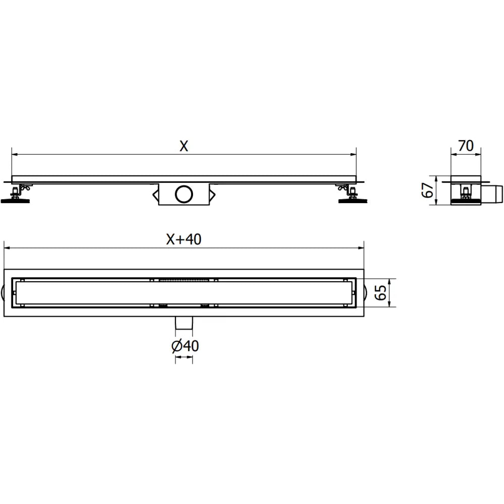 Mexen Flat M15 Linjeavløp 70 Cm Svart - 1724070