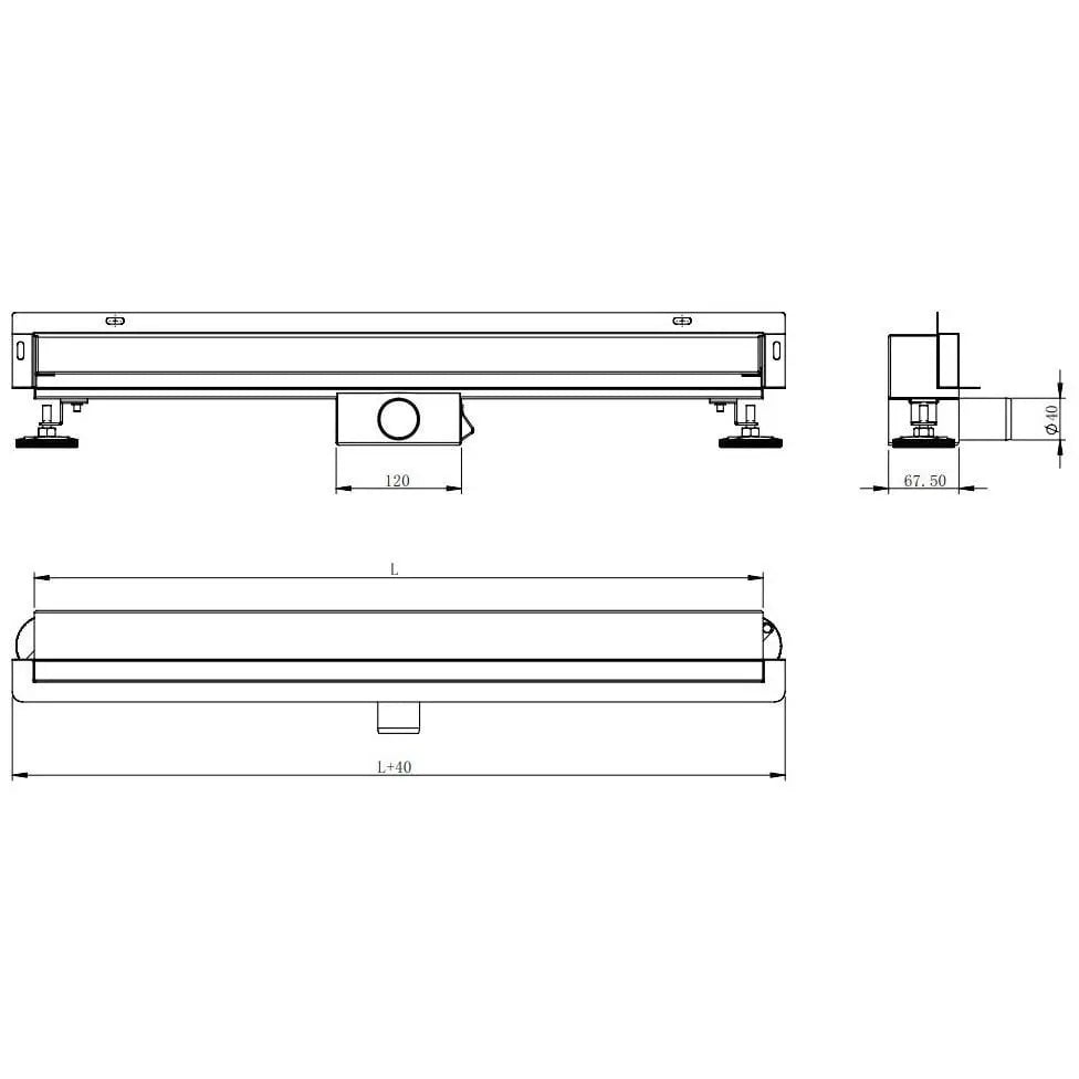 Mexen Flat Wall Linjeavløp for Vegg 2i1 120 Cm Svart