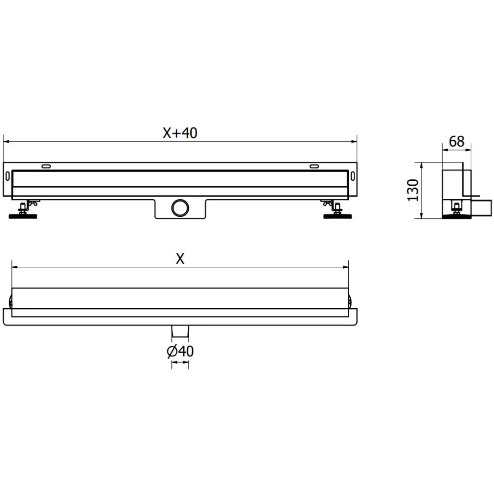 Mexen Flat Wall Veggmontert Linjeavløp 2i1 90 Cm Krom