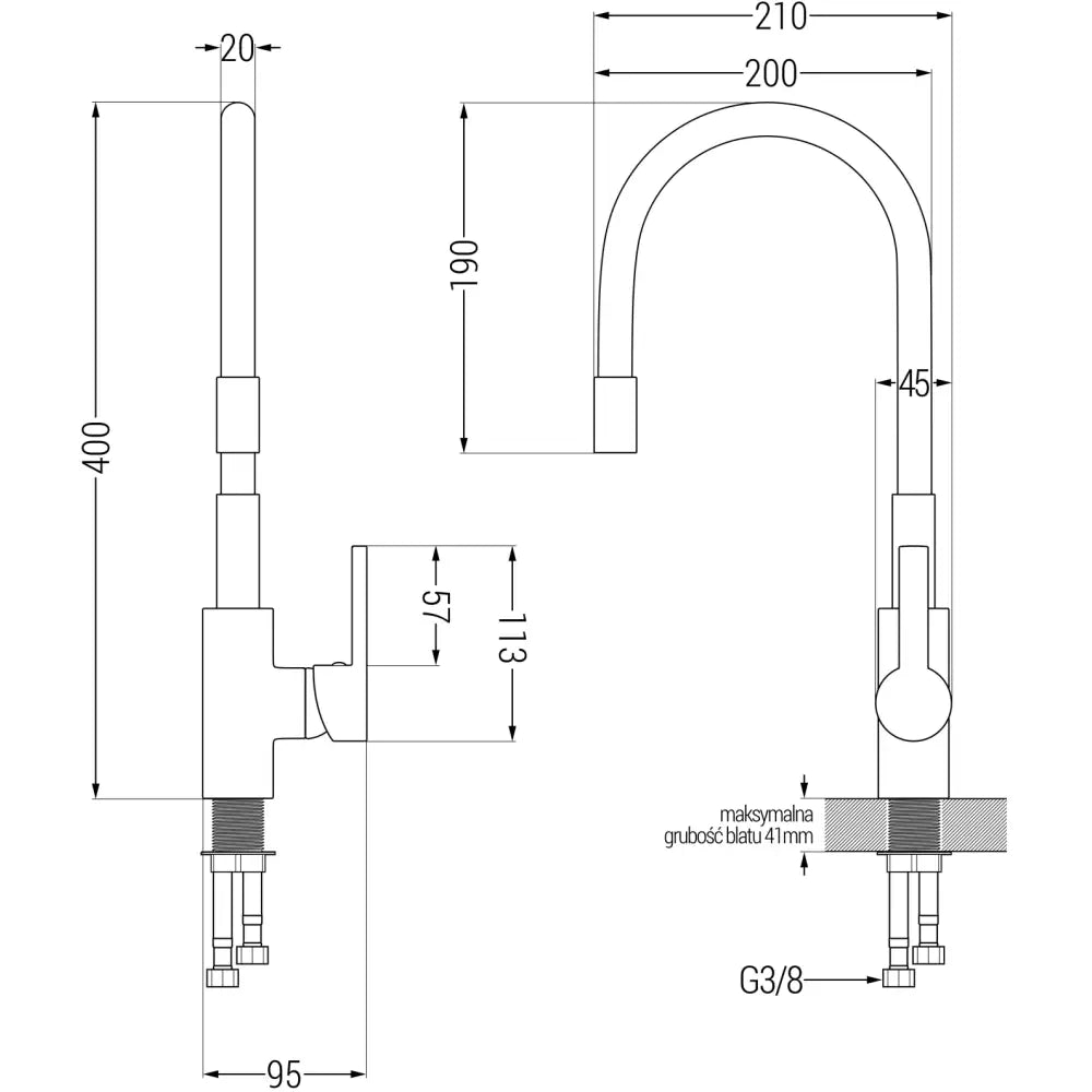 Mexen Flex Kjøkkenarmatur Krom/svart - 670900 - 2