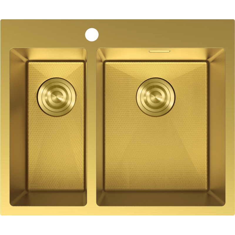 Stålvask Mexen Flexo gull, sett ovenfra med 1,5 kum og tydelig tekstur i moderne design.