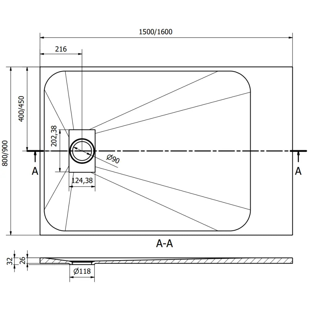 Mexen Hugo Dusjbrett Rektangulært Smc 150x80 Cm Hvitt Med Svart Deksel - 42108015-b - 8