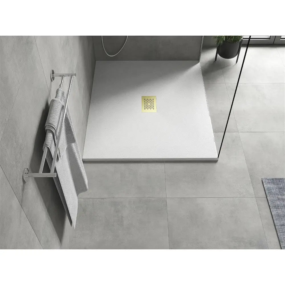 Mexen Hugo Rektangulært Dusjbrett Smc 110x100 Cm Hvitt med Gull Farge Deksel - 42101011-g