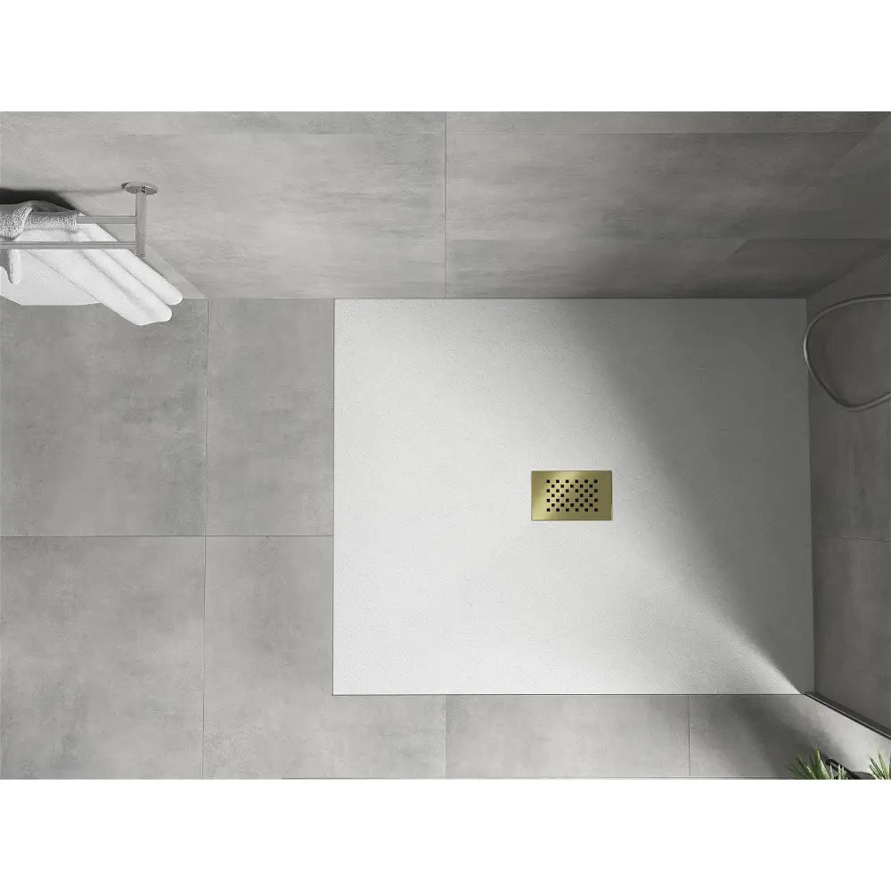 Mexen Hugo Rektangulært Dusjbrett Smc 110x100 Cm Hvitt med Gull Farge Deksel - 42101011-g