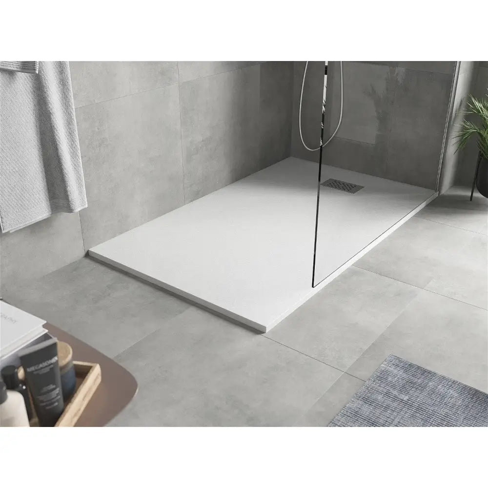 Mexen Hugo Rektangulært Dusjbrett Smc 150x70 Cm Hvit med Inox Frontpanel - 42107015-x