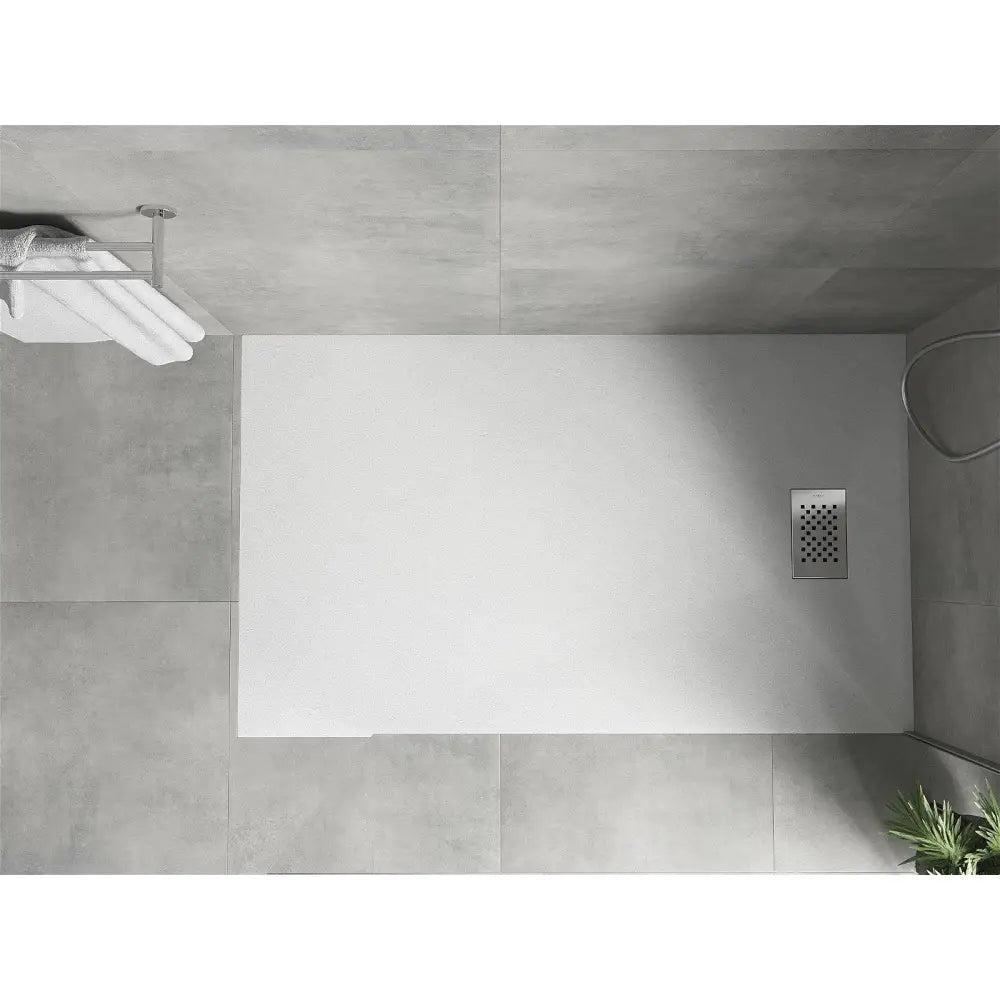 Mexen Hugo Rektangulært Dusjbrett Smc 150x70 Cm Hvit med Inox Frontpanel - 42107015-x