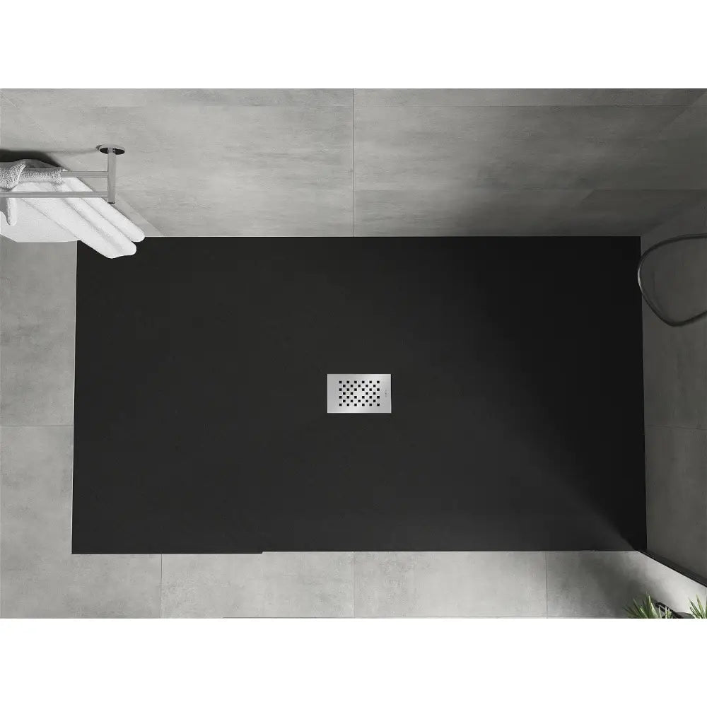 Mexen Hugo Rektangulært Dusjbrett Smc 160x100 Cm Svart med Rustfritt Ståldeksel - 42701016-x