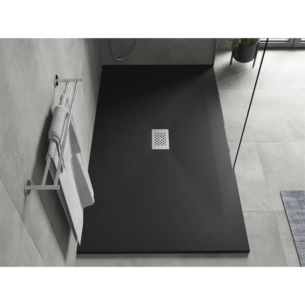 Mexen Hugo Rektangulært Dusjbrett Smc 160x100 Cm Svart med Rustfritt Ståldeksel - 42701016-x