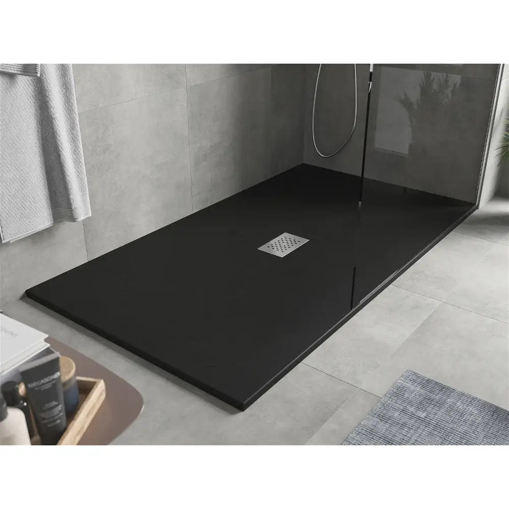 Mexen Hugo Rektangulært Dusjbrett Smc 160x100 Cm Svart med Rustfritt Ståldeksel - 42701016-x