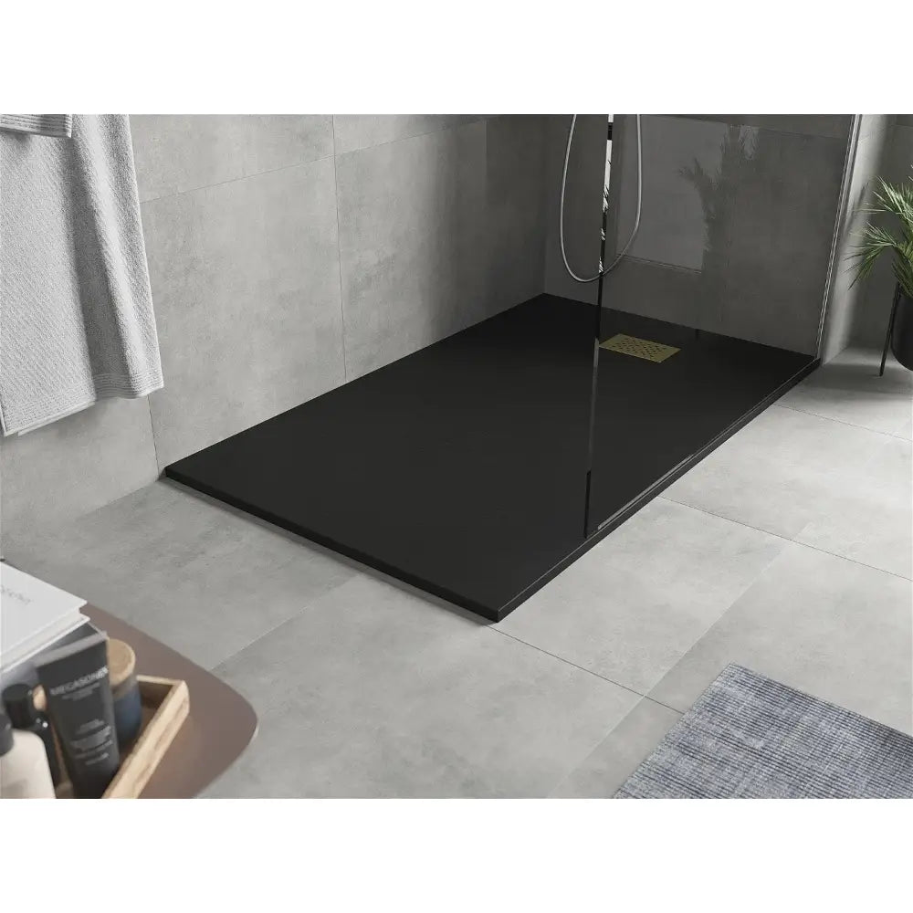 Mexen Hugo Rektangulært Dusjbrett Smc 160x70 Cm Sort Gulldeksel - 42707016-g