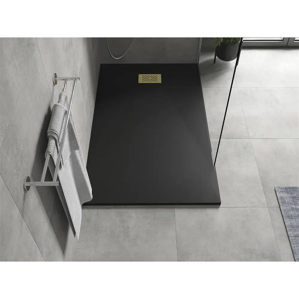 Mexen Hugo Rektangulært Dusjbrett Smc 160x70 Cm Sort Gulldeksel - 42707016-g