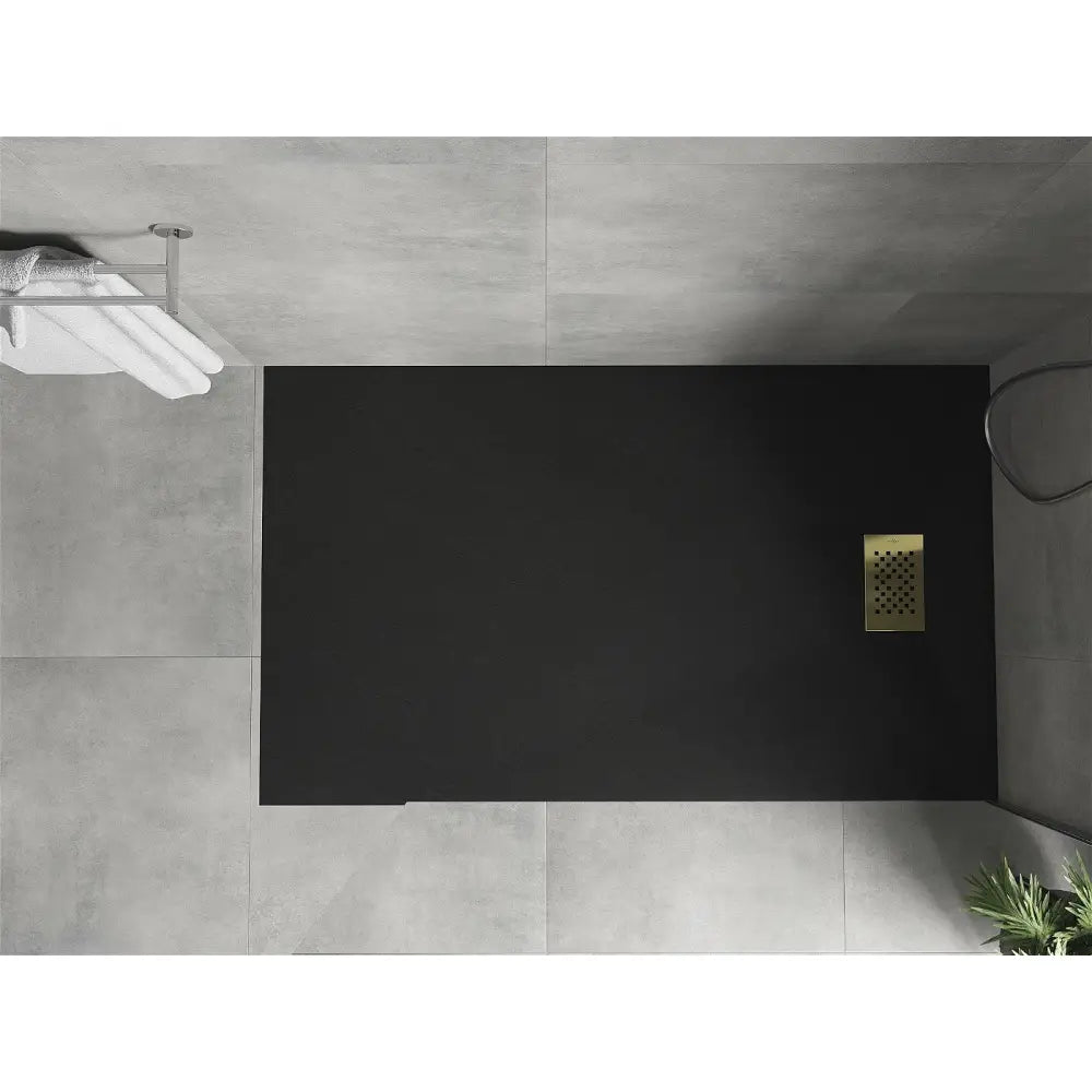 Mexen Hugo Rektangulært Dusjbrett Smc 160x70 Cm Sort Gulldeksel - 42707016-g