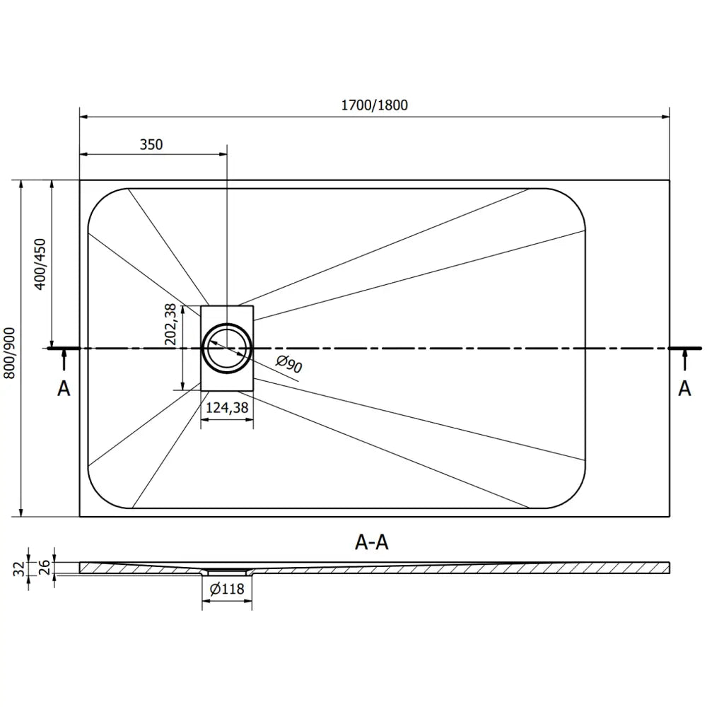 Mexen Hugo Rektangulært Dusjbrett Smc 170x80 Cm Hvitt med Gullfarget Frontpanel - 42108017-g