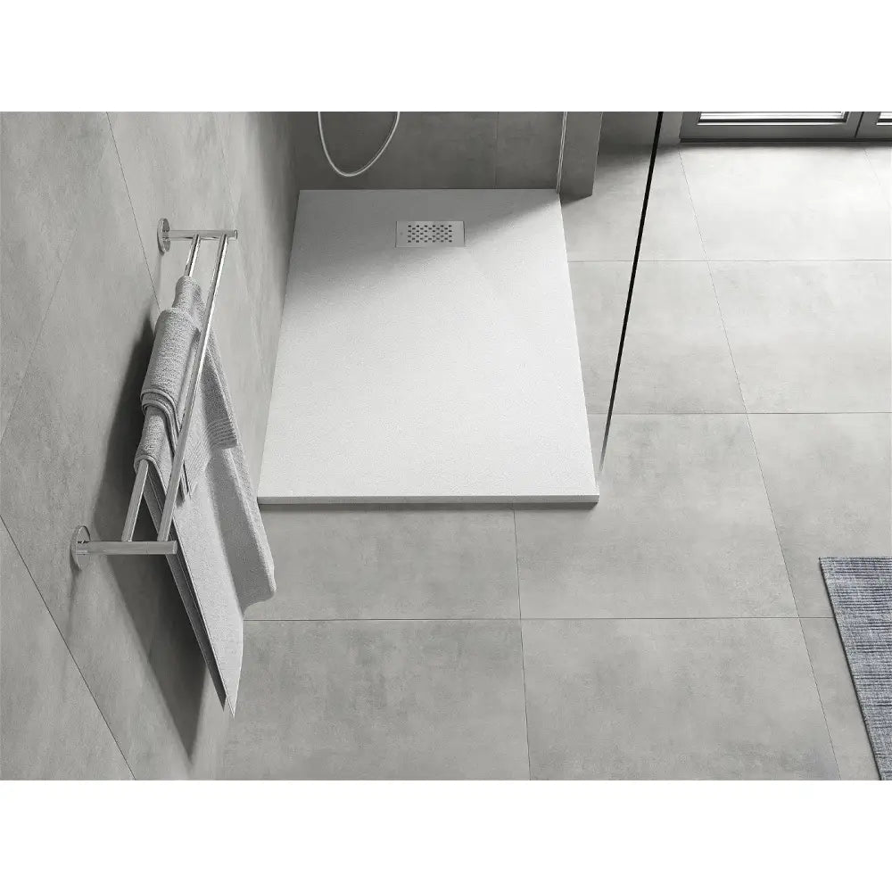 Mexen Hugo Rektangulært Smc-dusjbrett 100x80 Cm Hvitt med Inox Frontpanel - 42108010-x