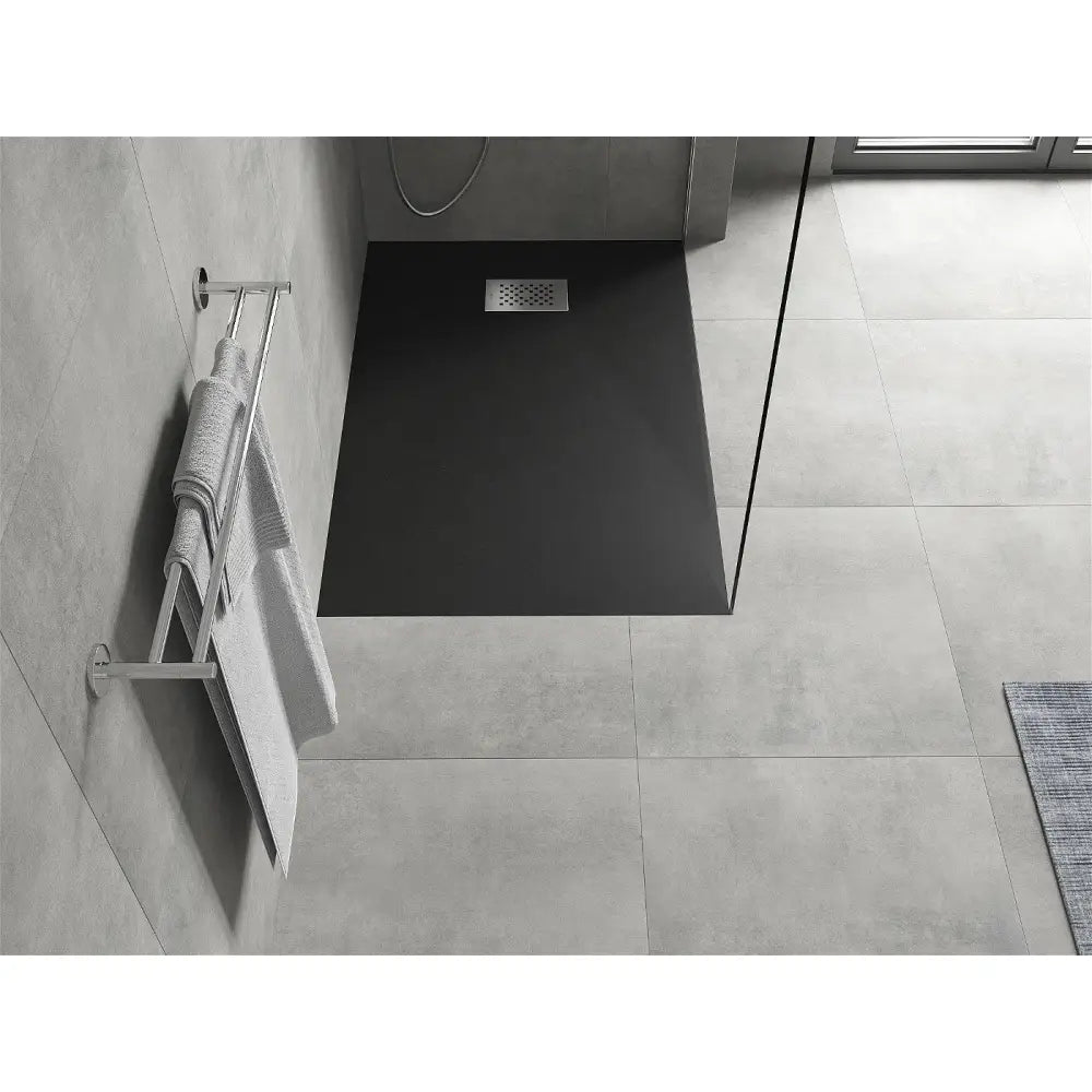 Mexen Hugo Rektangulært Smc Dusjbrett 100x90 Cm Svart med Inox Frontpanel - 42709010-x