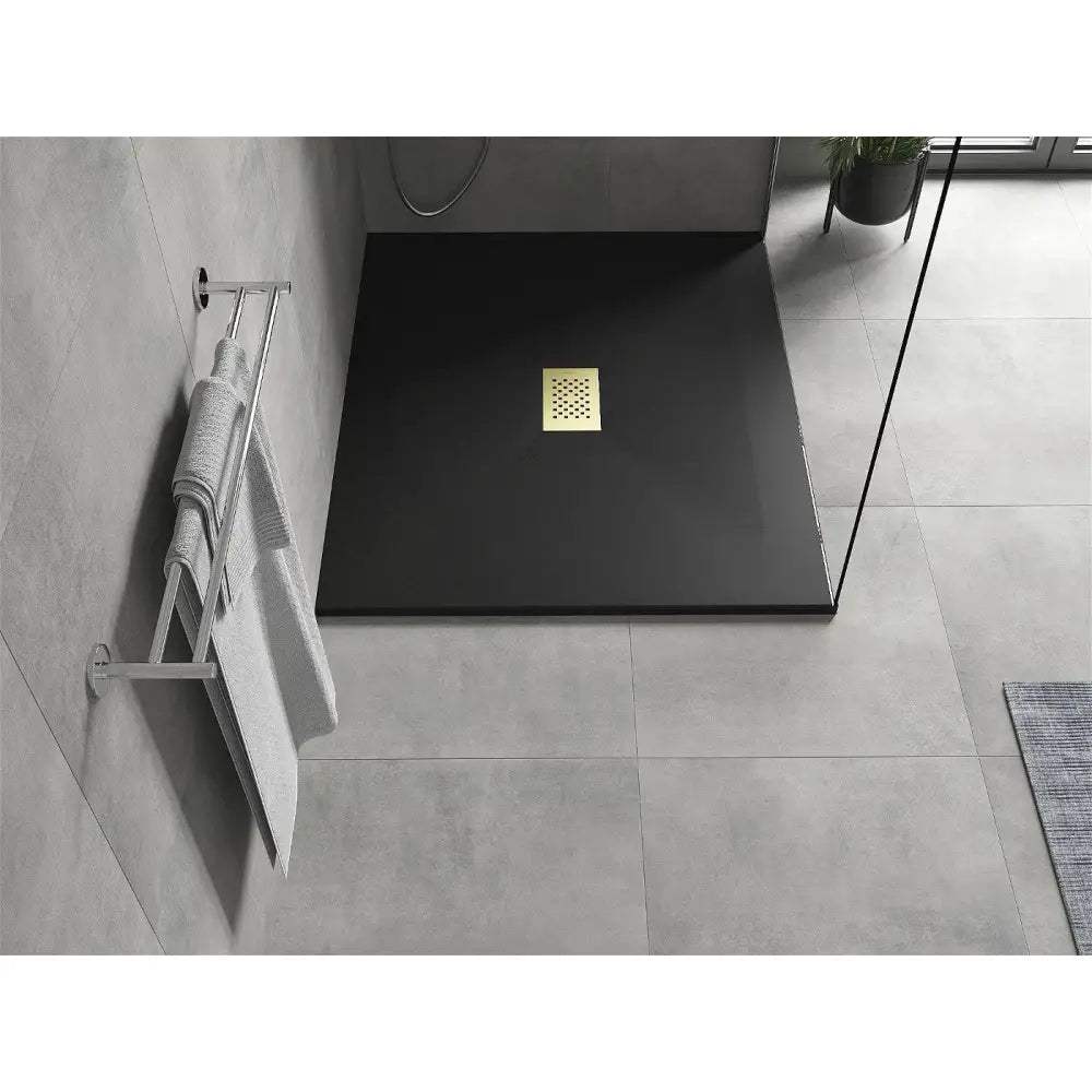 Mexen Hugo Rektangulært Smc Dusjbrett 110x100 Cm Svart med Gull Deksel - 42701011-g