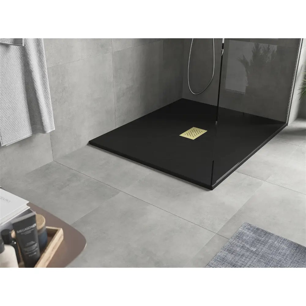 Mexen Hugo Rektangulært Smc Dusjbrett 110x100 Cm Svart med Gull Deksel - 42701011-g
