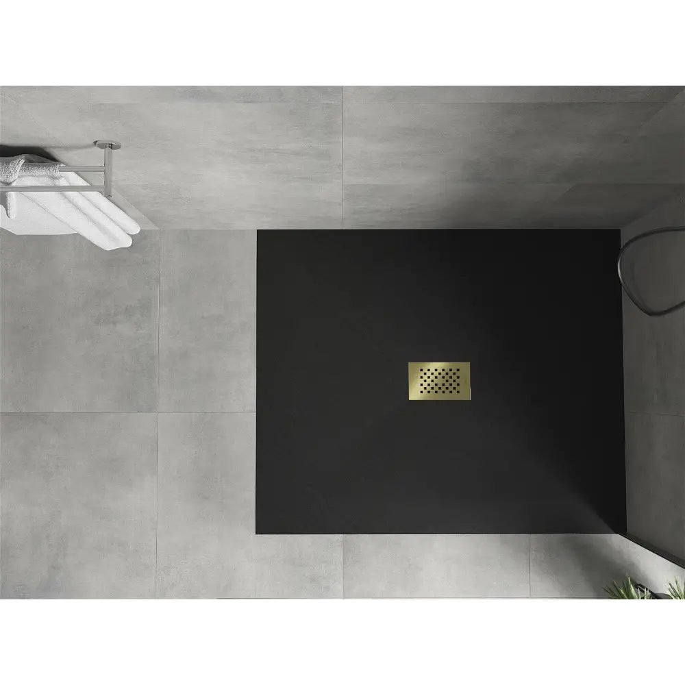 Mexen Hugo Rektangulært Smc Dusjbrett 110x100 Cm Svart med Gull Deksel - 42701011-g