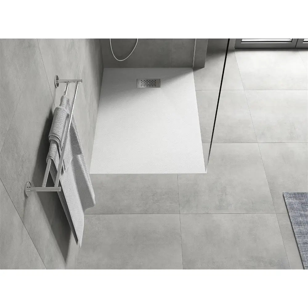 Mexen Hugo Rektangulært Smc Dusjbrett 110x70 Cm Hvitt med Rustfritt Stål Frontpanel - 42107011-x
