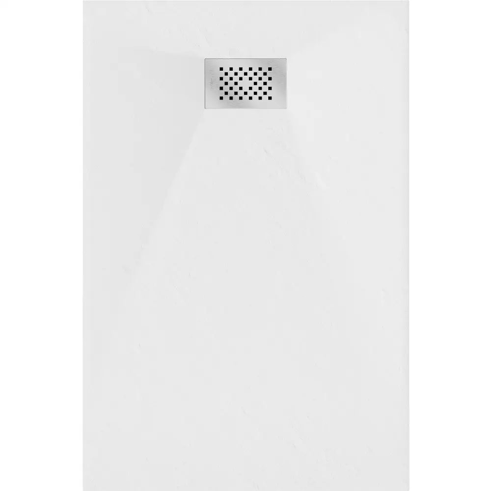 Mexen Hugo Rektangulært Smc-dusjbrett 110x80 Cm Hvitt med Rustfritt Stål Frontpanel - 42108011-x