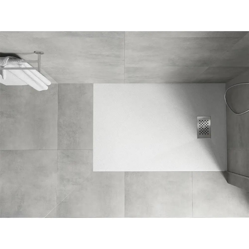 Mexen Hugo Rektangulært Smc-dusjbrett 110x80 Cm Hvitt med Rustfritt Stål Frontpanel - 42108011-x