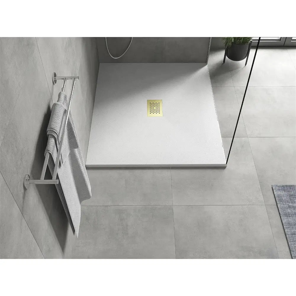 Mexen Hugo Rektangulært Smc-dusjbrett 130x100 Cm Hvitt med Gulldeksel - 42101013-g