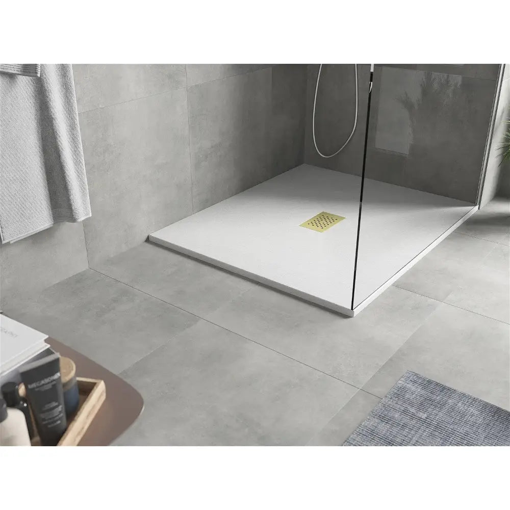 Mexen Hugo Rektangulært Smc-dusjbrett 130x100 Cm Hvitt med Gulldeksel - 42101013-g