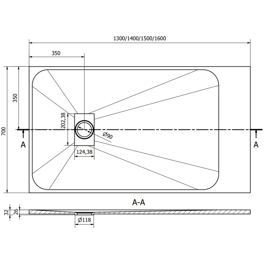 Mexen Hugo Rektangulært Smc-dusjkar 130x70 Cm Grå – - 8