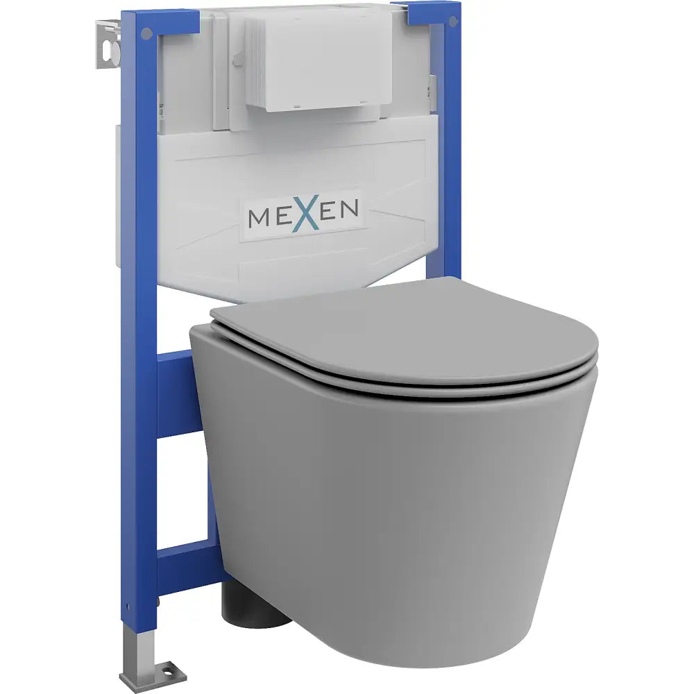 Mexen Innbyggingssett For Toalett Med Fenix Xs-f Ramme Inkludert Rico Toalettskål Og Myktlukkende Sete Lys Matt Grå - 1