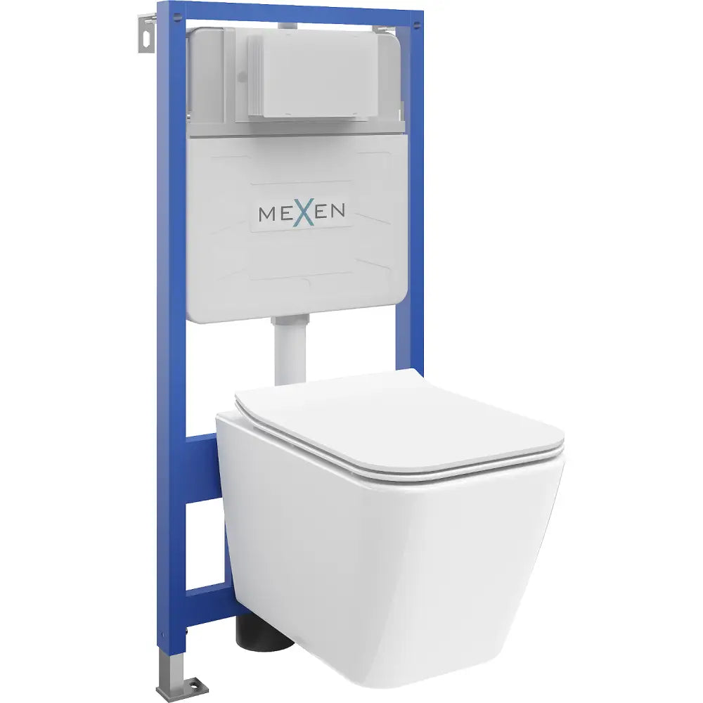 Mexen Innebygd Wc-sett Ramme Fenix Slim Med Wc-skål Cube Og Soft-close Sete Hvit - 1