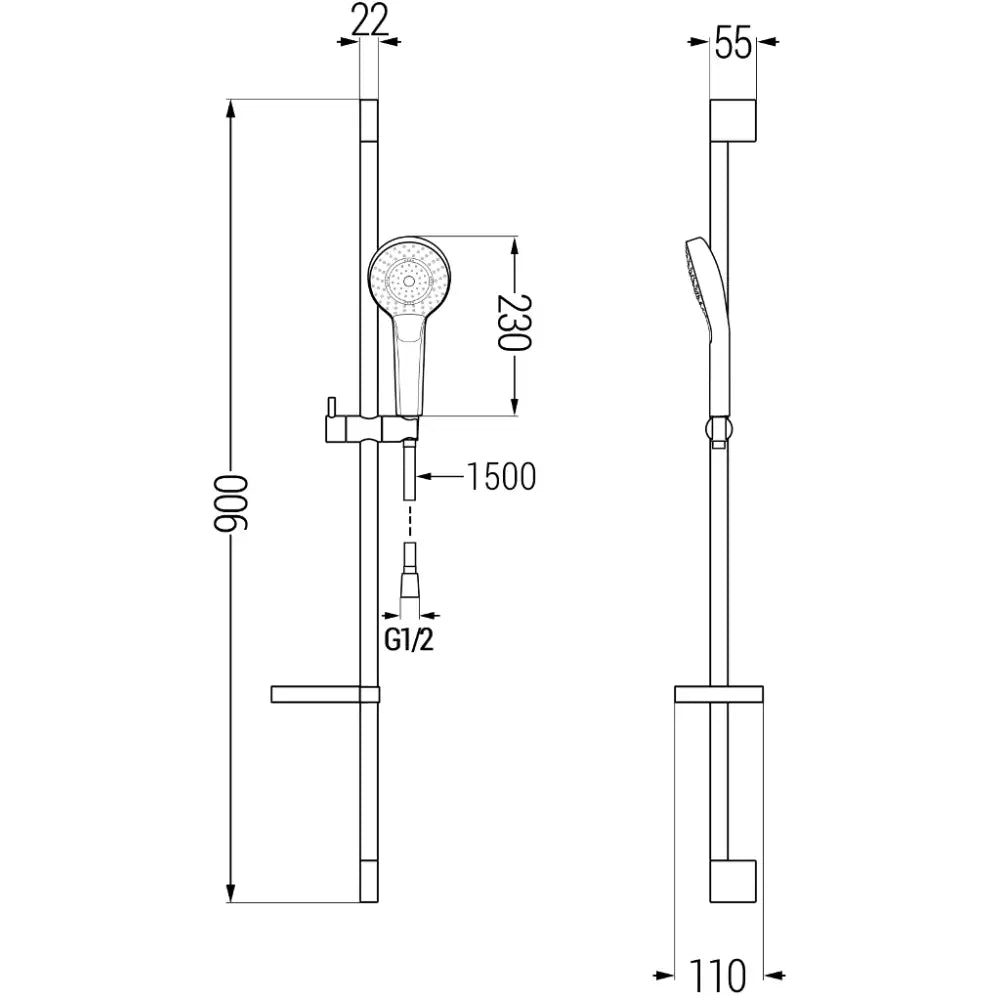 Mexen Kama Df05 Dusjsett Krom - 72504df05- - 4