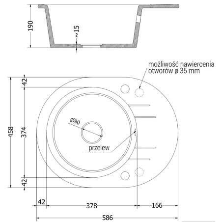 Kevin Kjøkkenvask 1 Kum Med Avrenning 586 x 458 mm, Hvit, Vannlås Krom - 6517581005-20