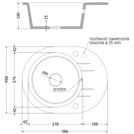 Kevin Kjøkkenvask 1 Kum Med Avrenning 586 x 458 mm, Hvit, Vannlås Gull - 6517581005-20-G