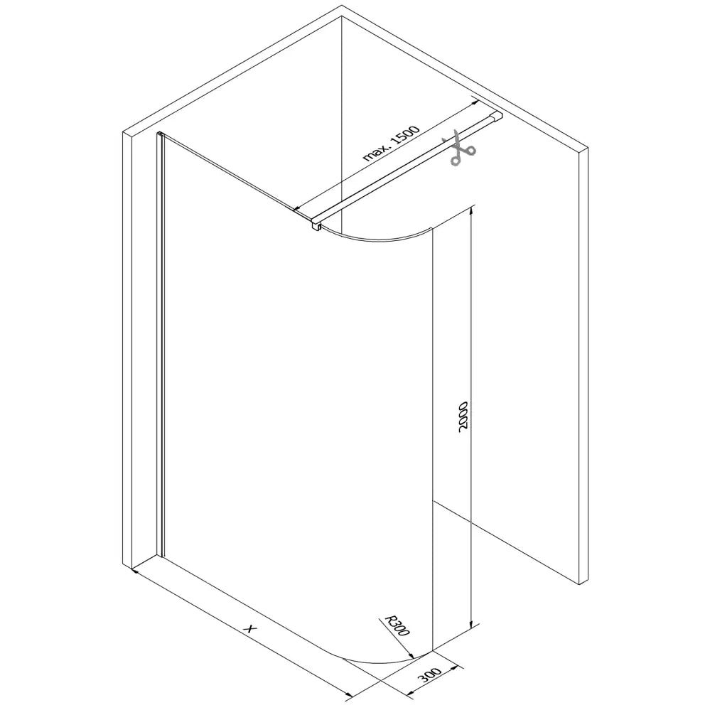Dusjvegg Avrundet 90x200 Cm Transparent 8 Mm Gull