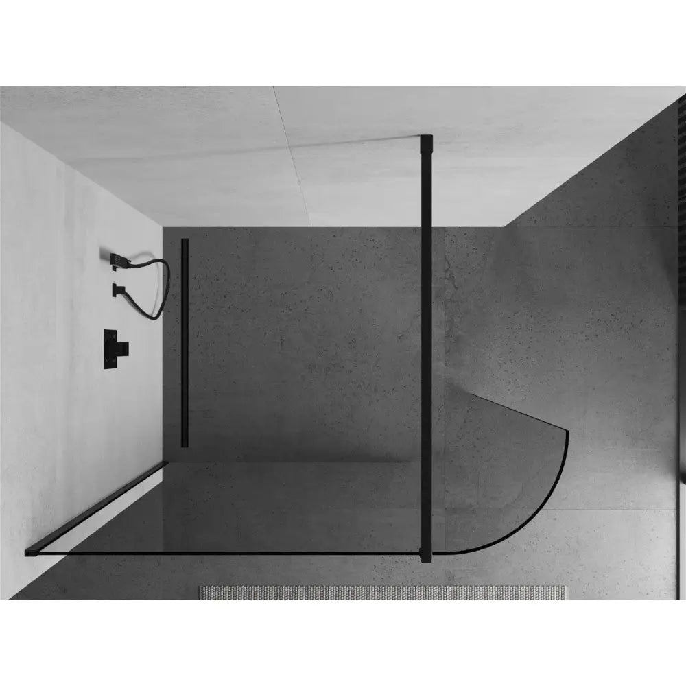 Dusjvegg 120x200 Cm Avrundet Gjennomsiktig 8 Mm Svart