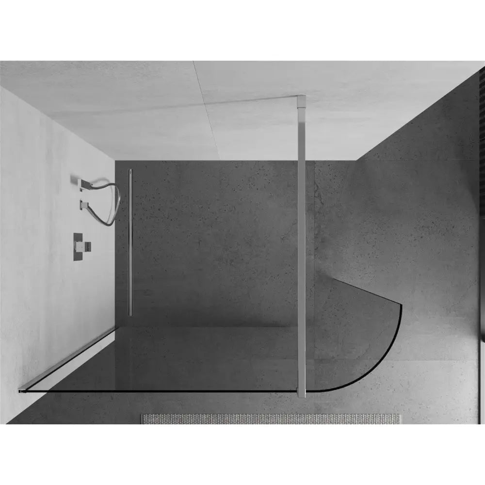 Dusjvegg 90x200 Cm Avrundet Transparent 8 Mm Krom
