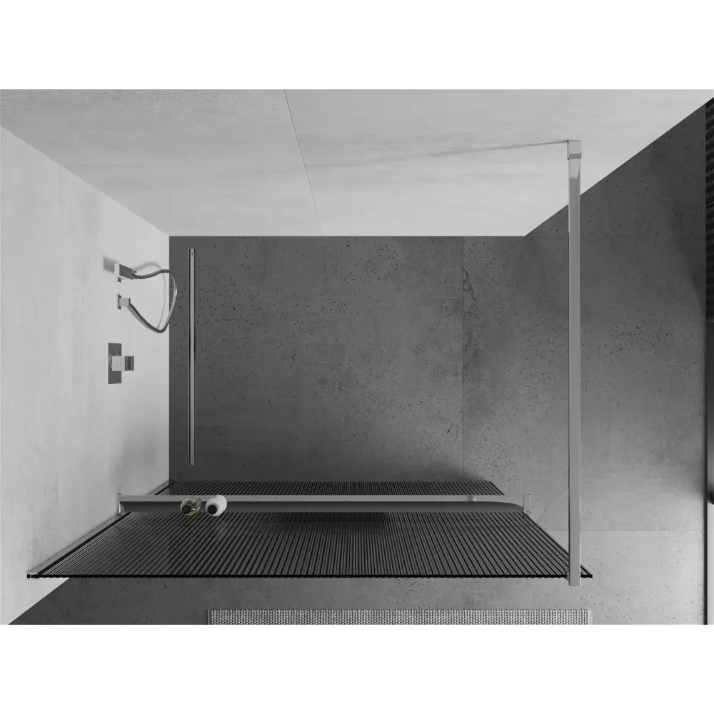 Dusjvegg med Hylle 140x200 Cm Striper Krom