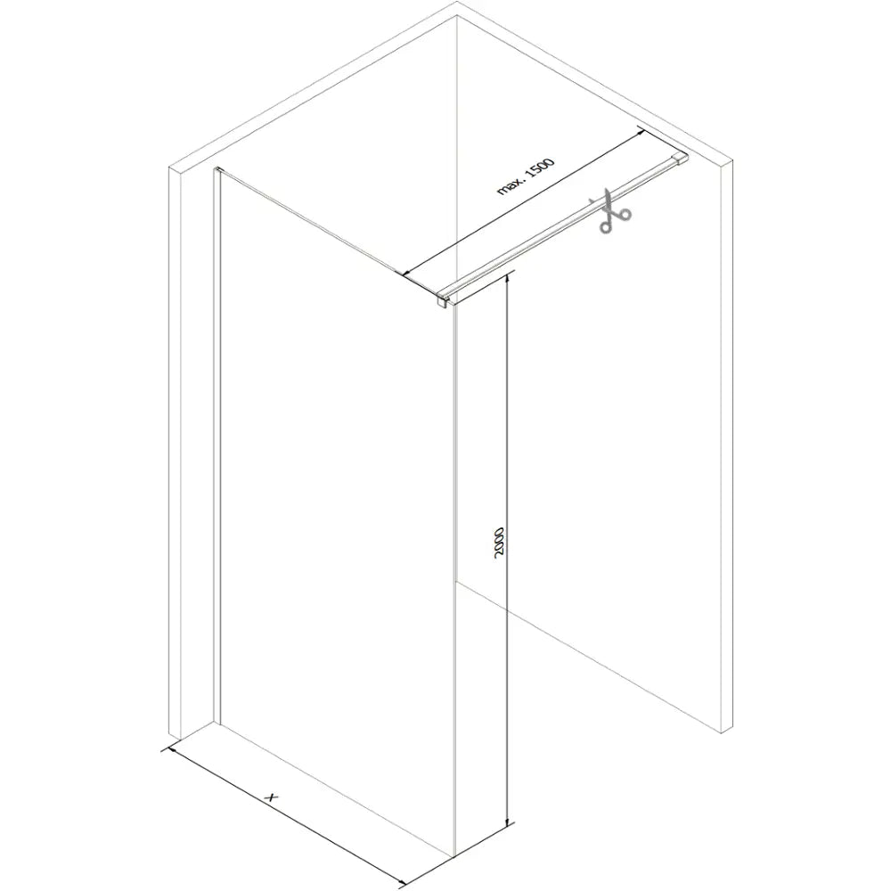 Mexen Kioto Dusjvegg Walk-in 110x200 Cm Grafitt 8 Mm Svart - 800-110-101-70- - 5